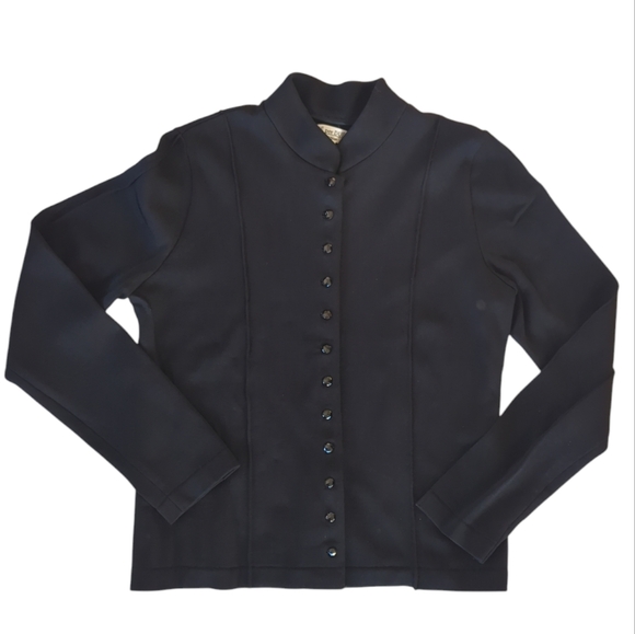 Due per Due Collection Seamed Button Up Cardigan MEDIUM Black - Picture 1 of 13